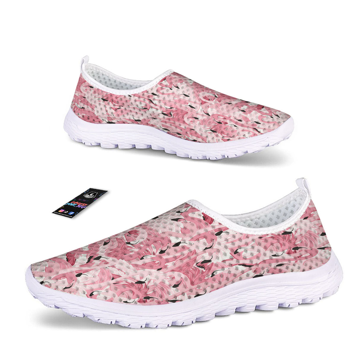 Flamingo Pink Print Pattern Nurse Shoes-grizzshop