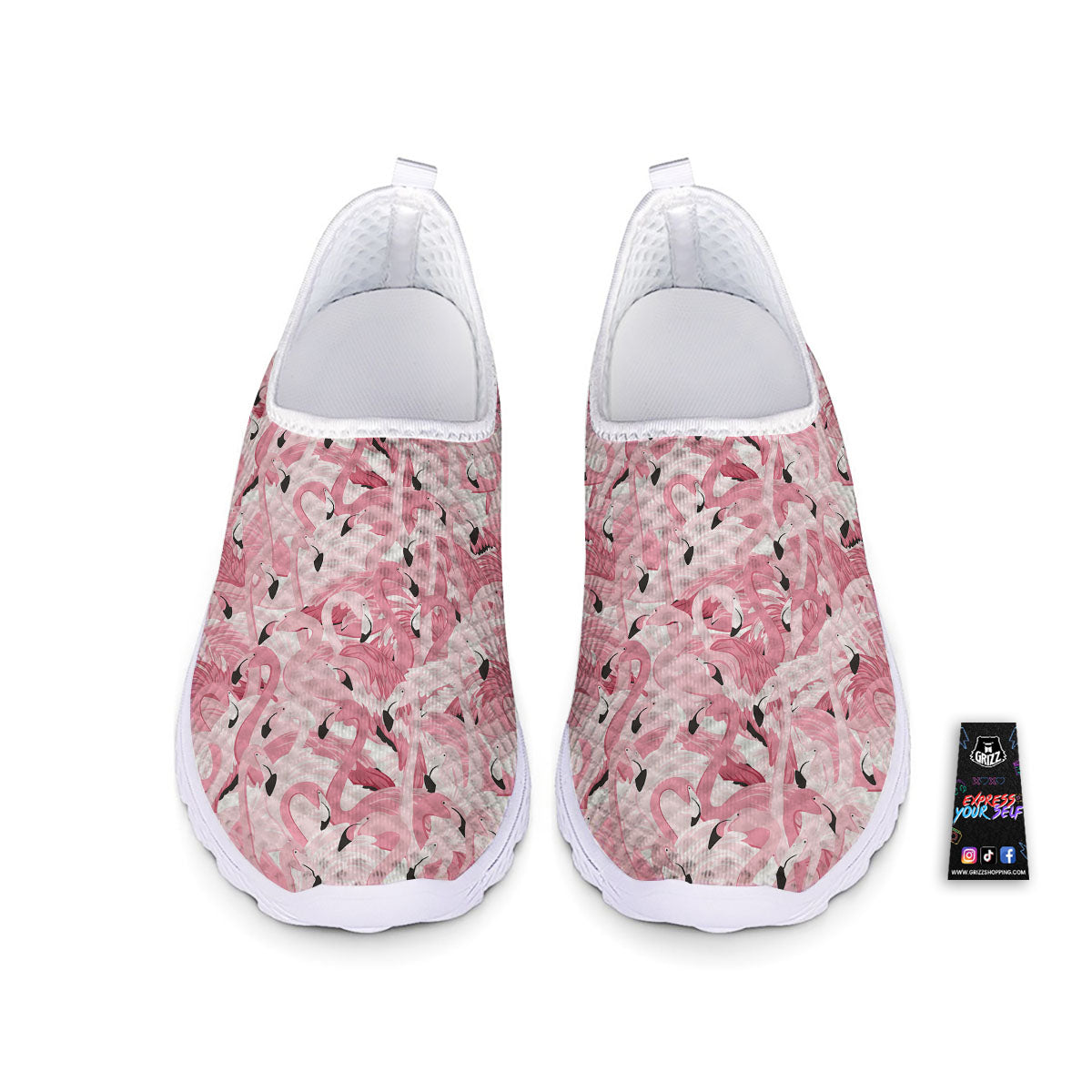 Flamingo Pink Print Pattern Nurse Shoes-grizzshop