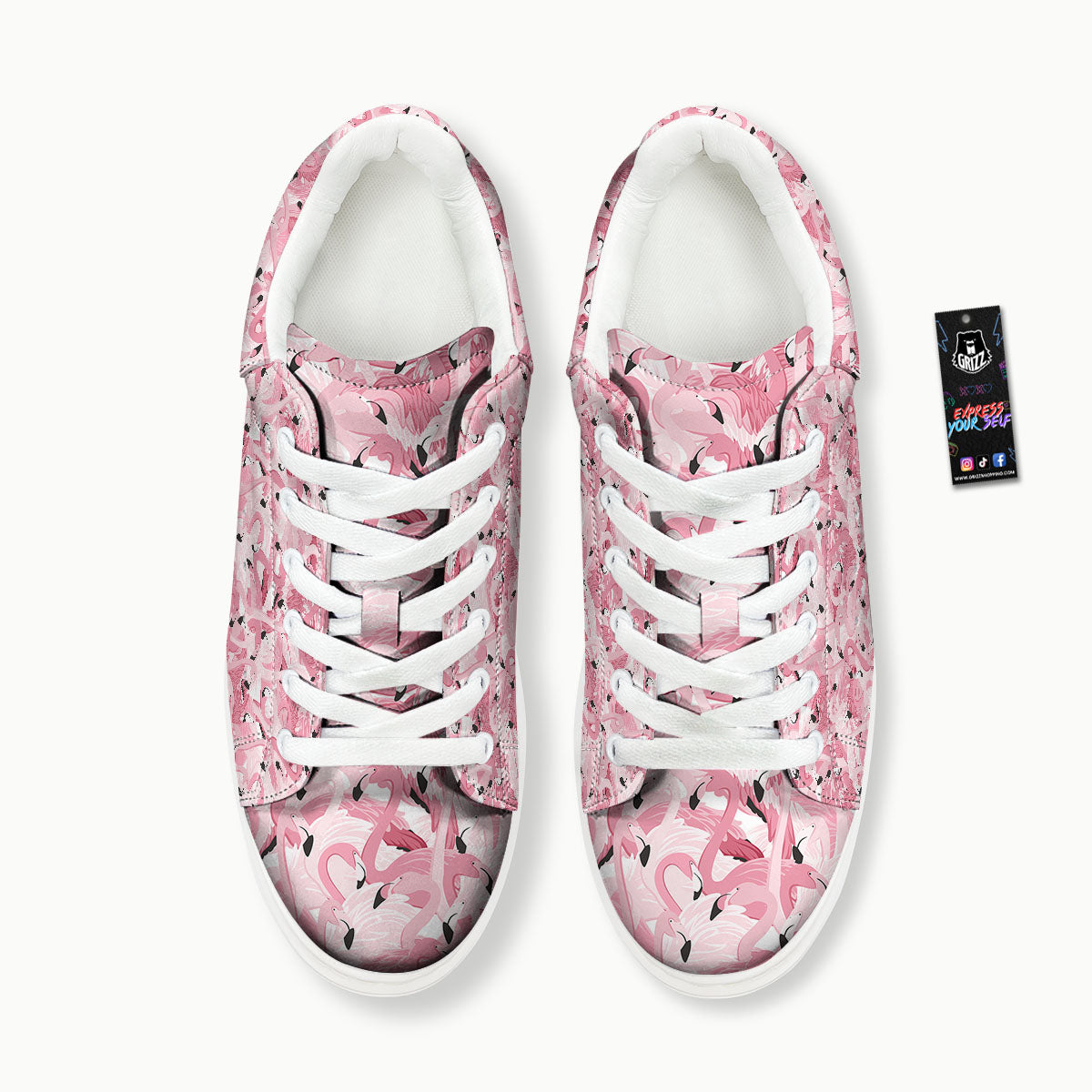 Flamingo Pink Print Pattern Platform Shoes-grizzshop