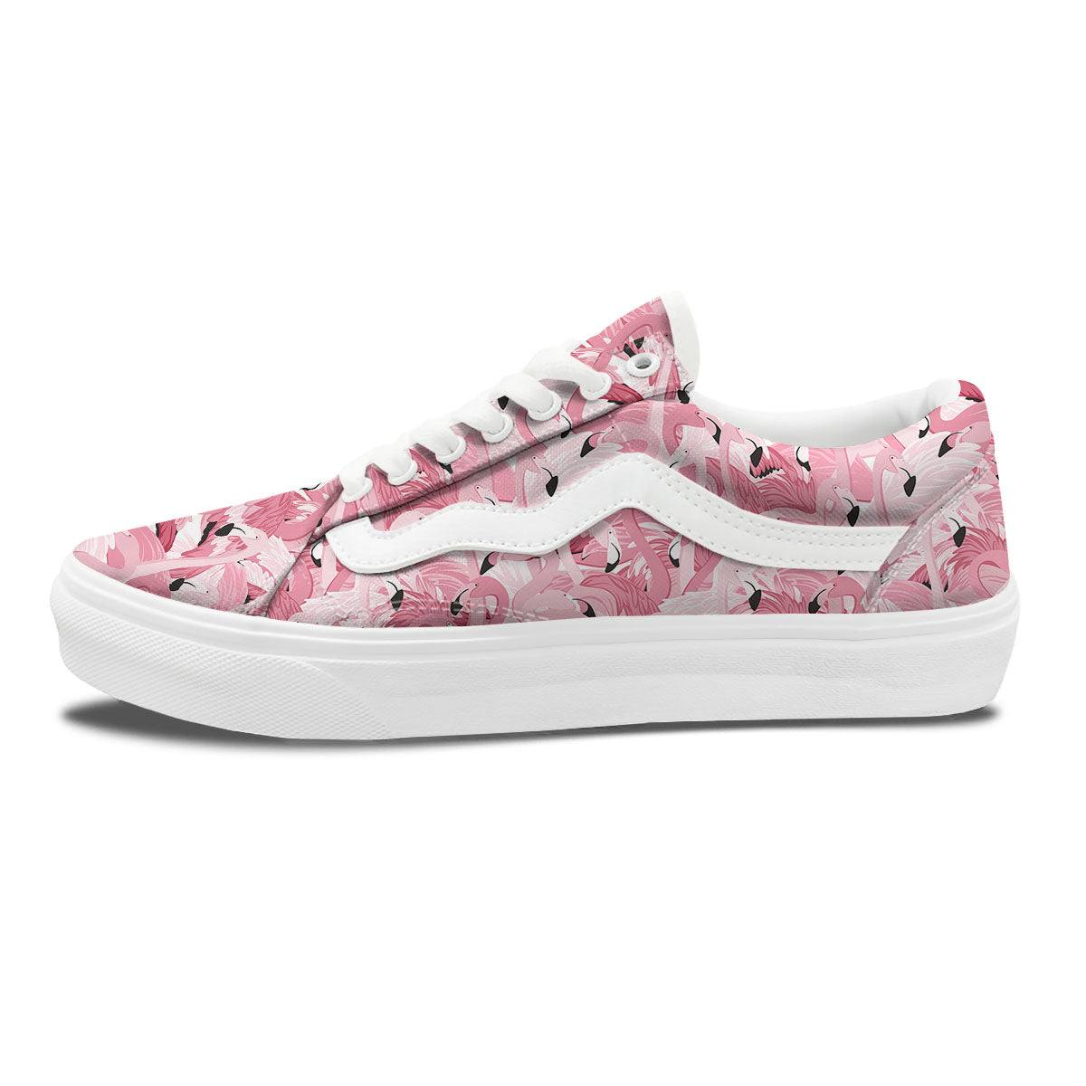 Flamingo Pink Print Pattern Skate Shoes-grizzshop