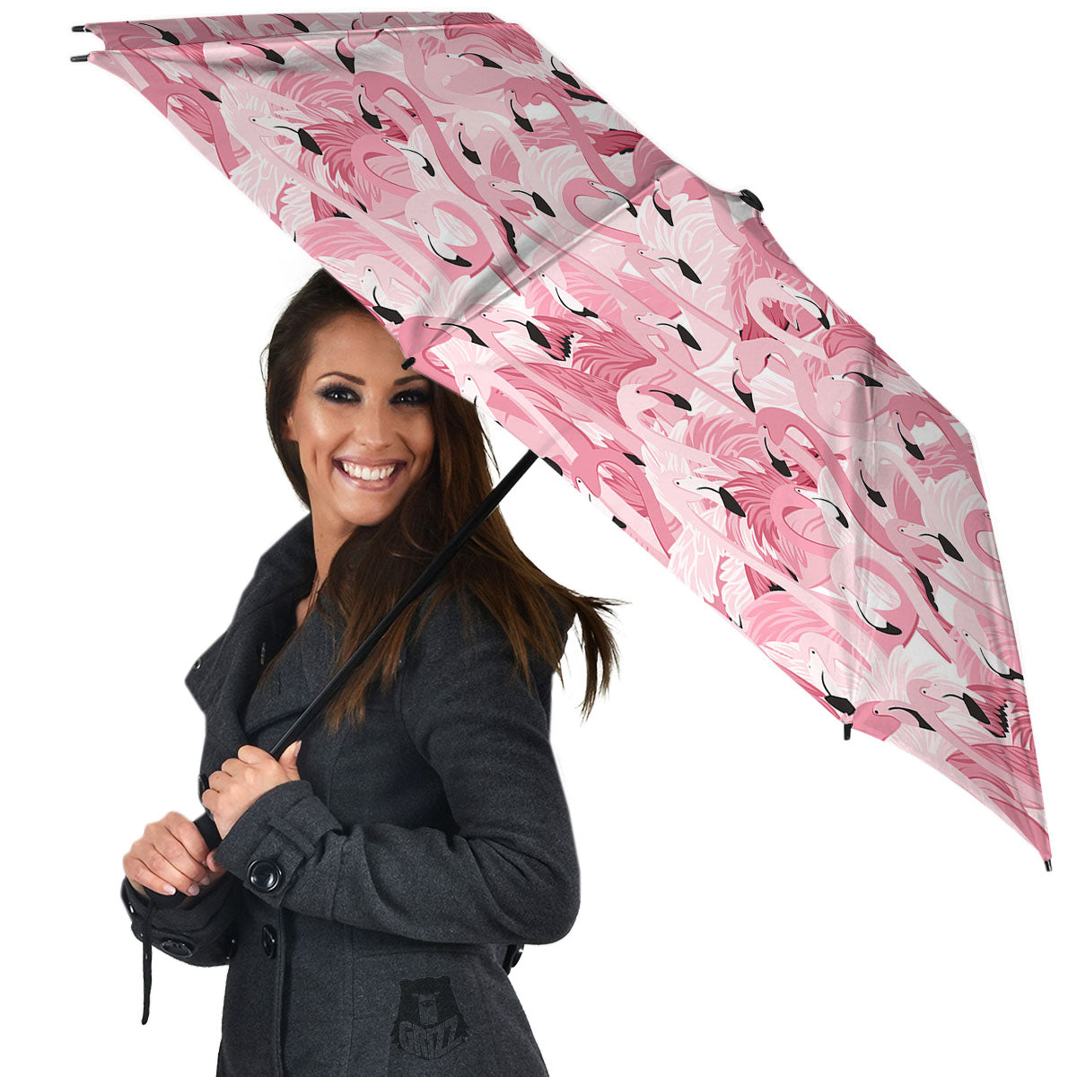 Flamingo Pink Print Pattern Umbrella-grizzshop