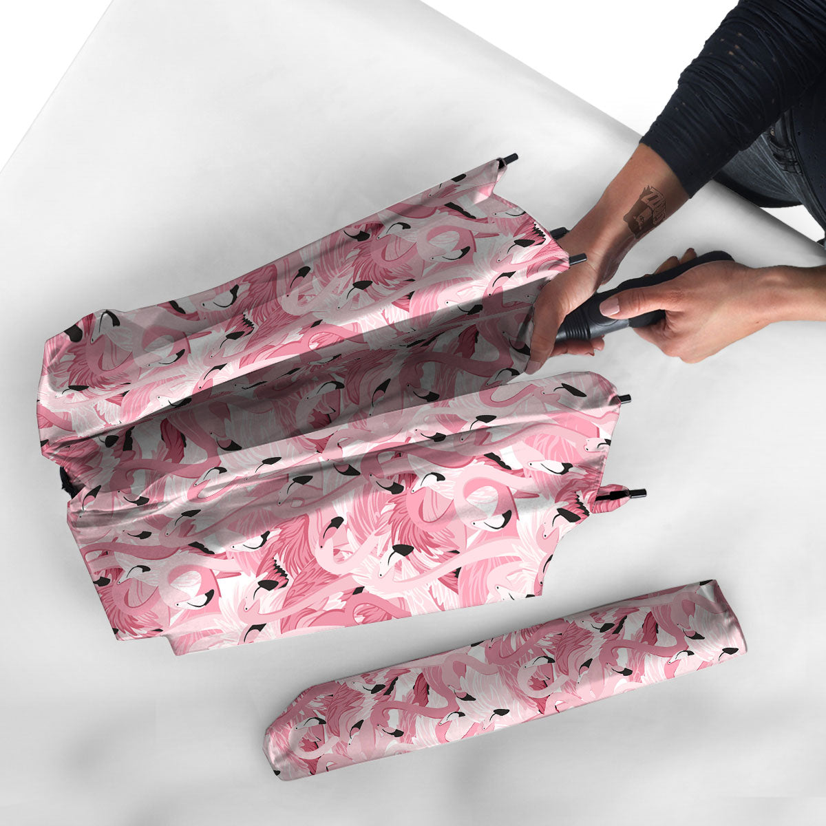 Flamingo Pink Print Pattern Umbrella-grizzshop