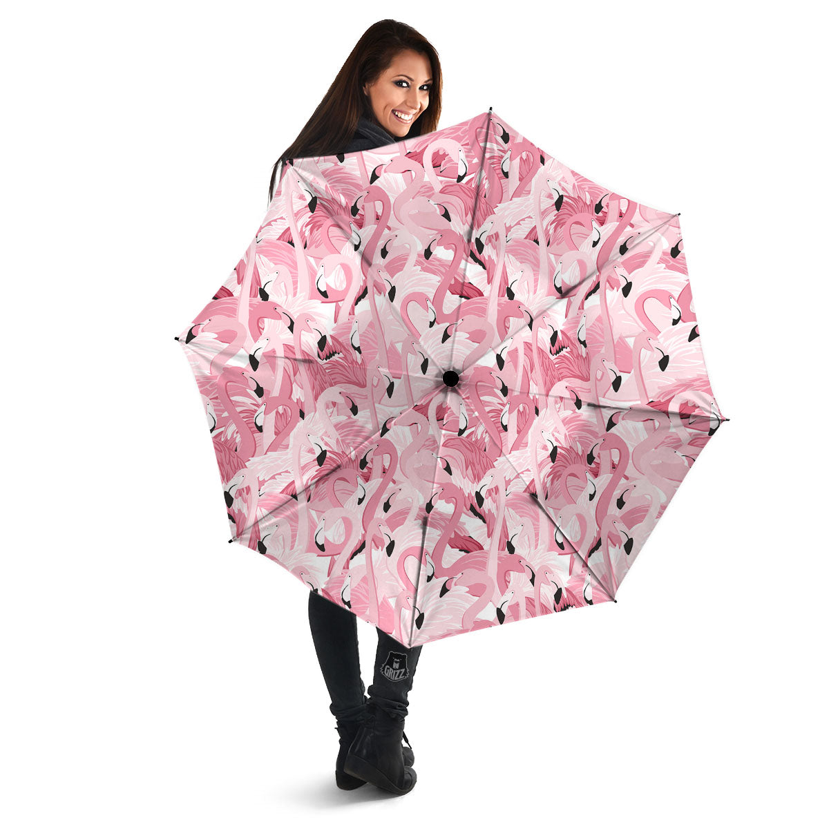Flamingo Pink Print Pattern Umbrella-grizzshop