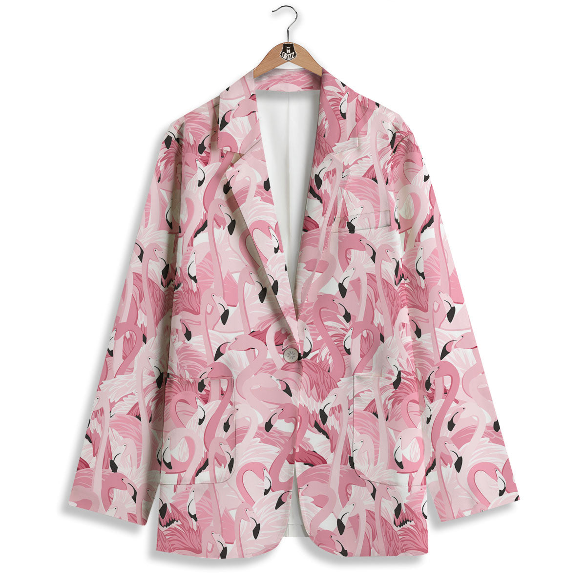 Flamingo Pink Print Pattern Women's Blazer-grizzshop