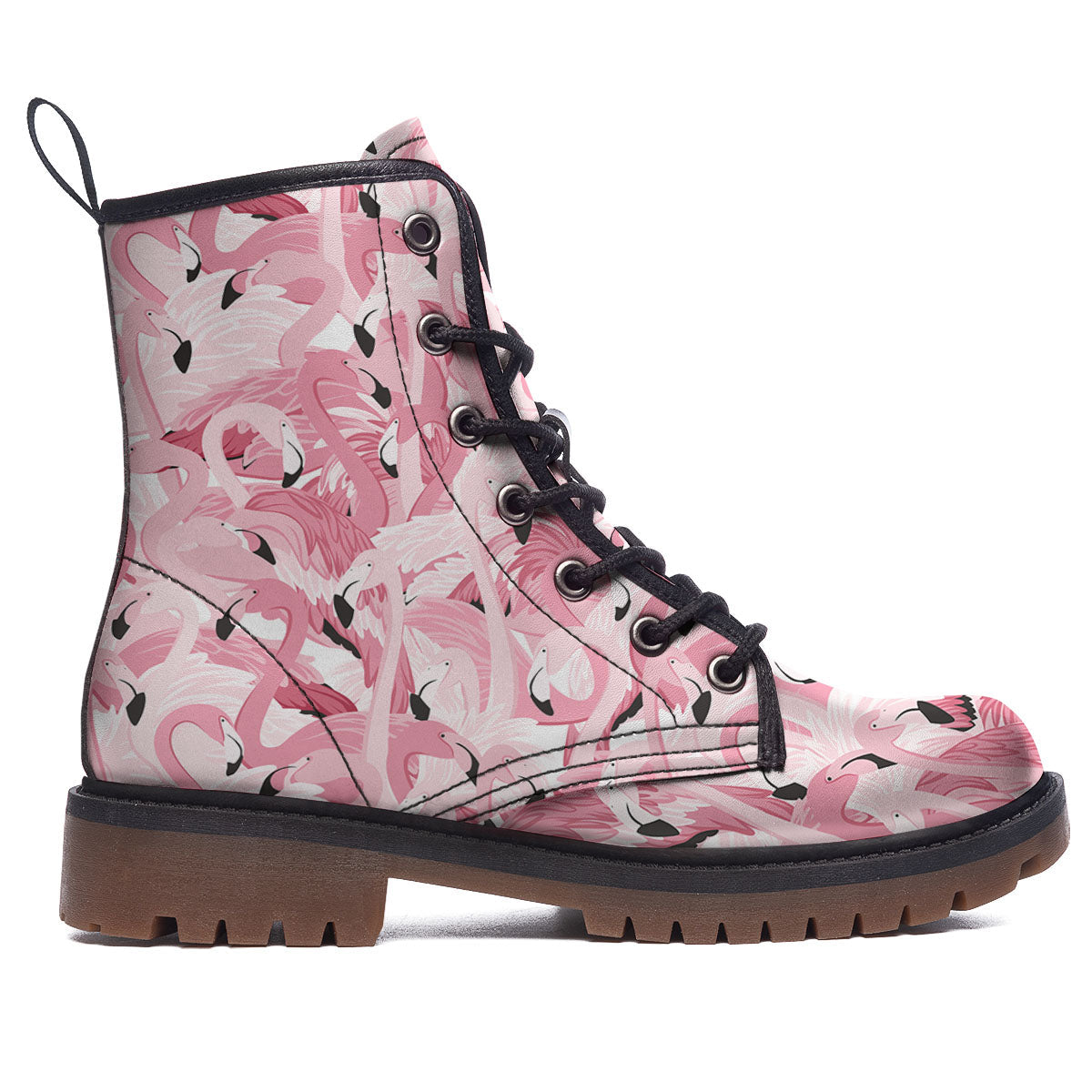 Flamingo Pink Print Pattern Work Boots-grizzshop