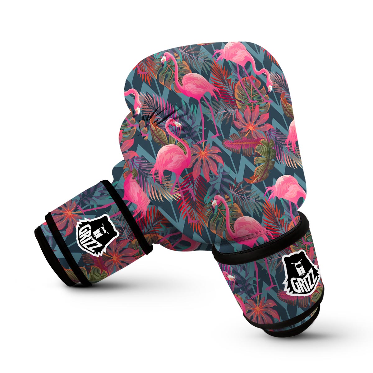 Flamingo Stripe Hawaiian Tropical Pattern Print Boxing Gloves-grizzshop