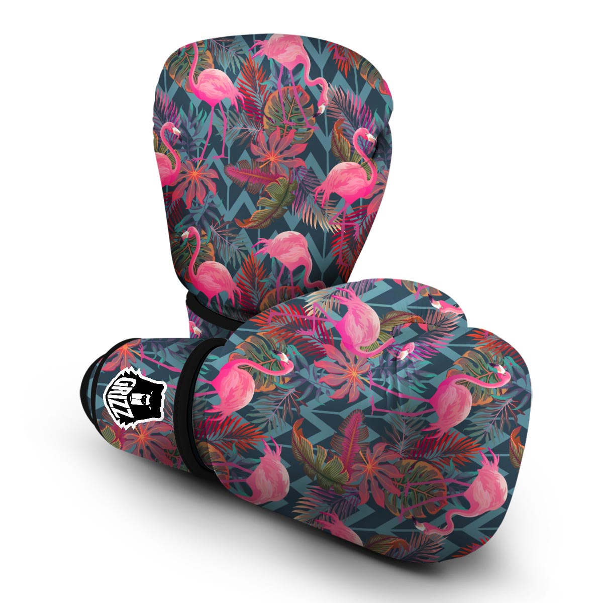 Flamingo Stripe Hawaiian Tropical Pattern Print Boxing Gloves-grizzshop