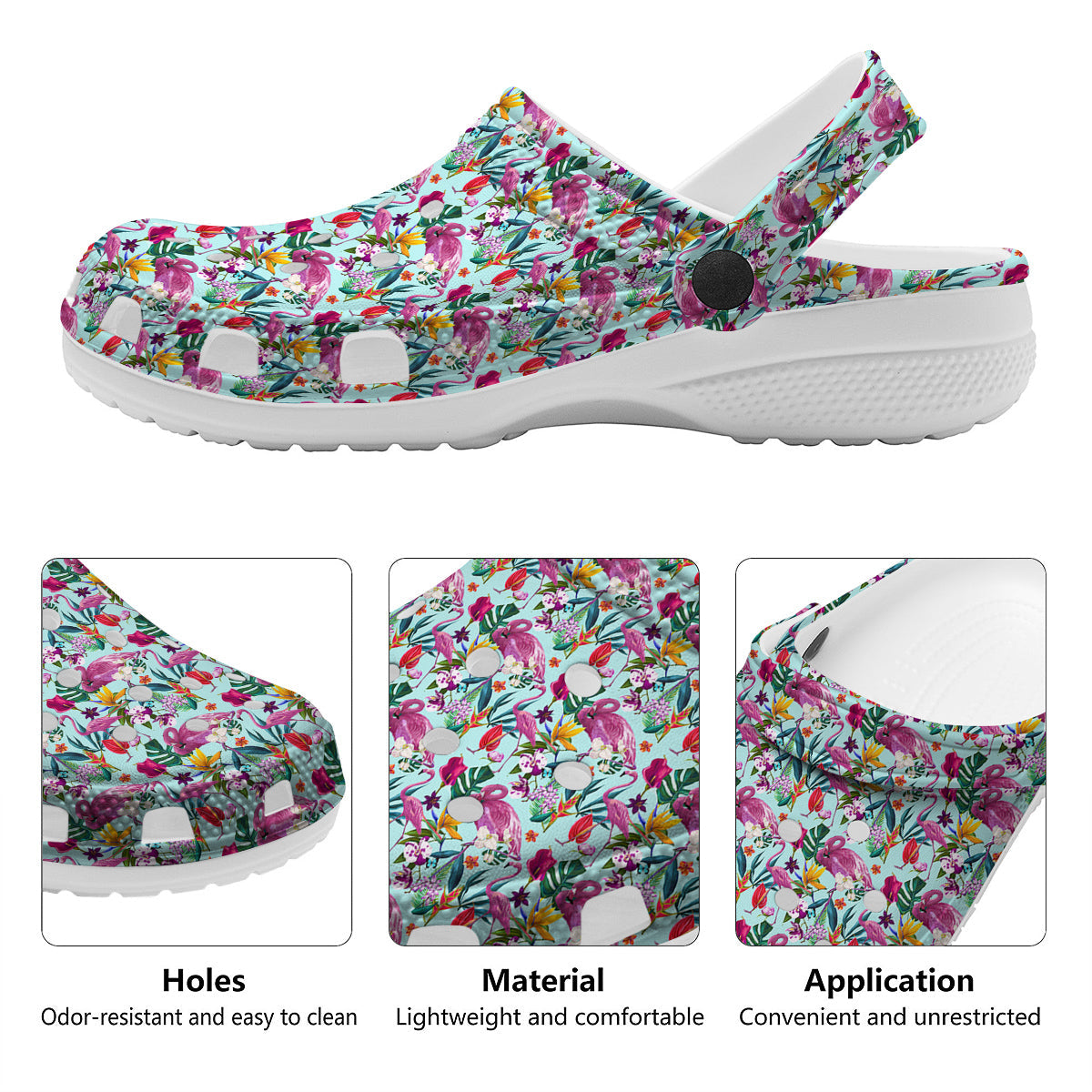 Flamingo Tropical Colorful Print Clog-grizzshop