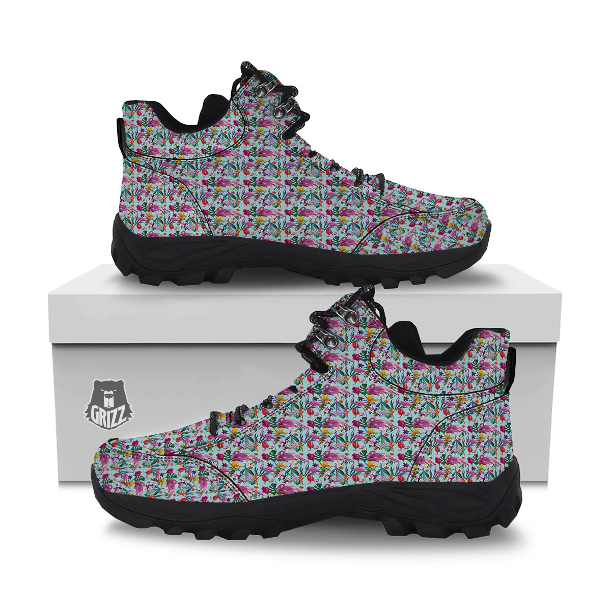 Flamingo Tropical Colorful Print Hiking Shoes-grizzshop