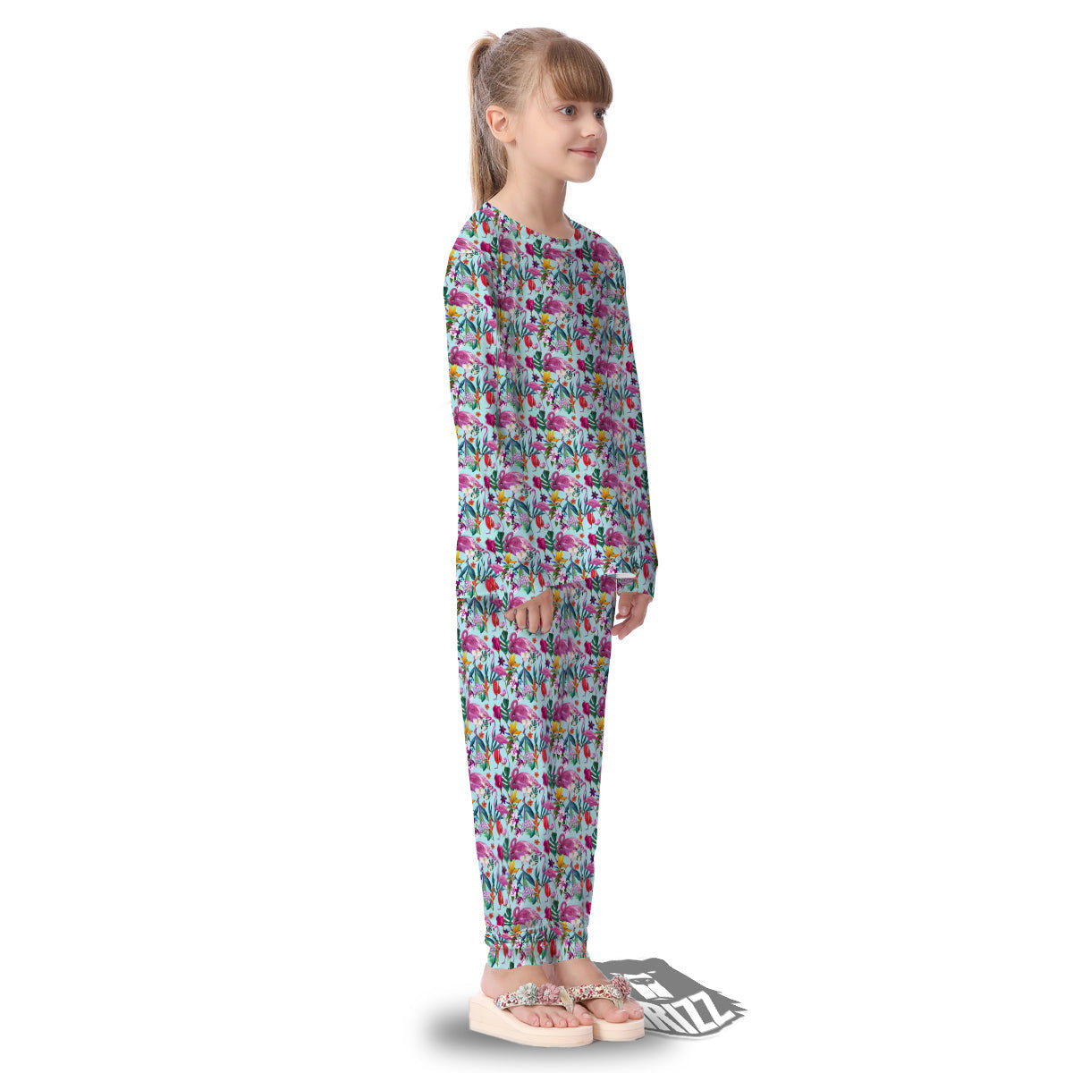 Flamingo Tropical Colorful Print Kid's Pajamas-grizzshop