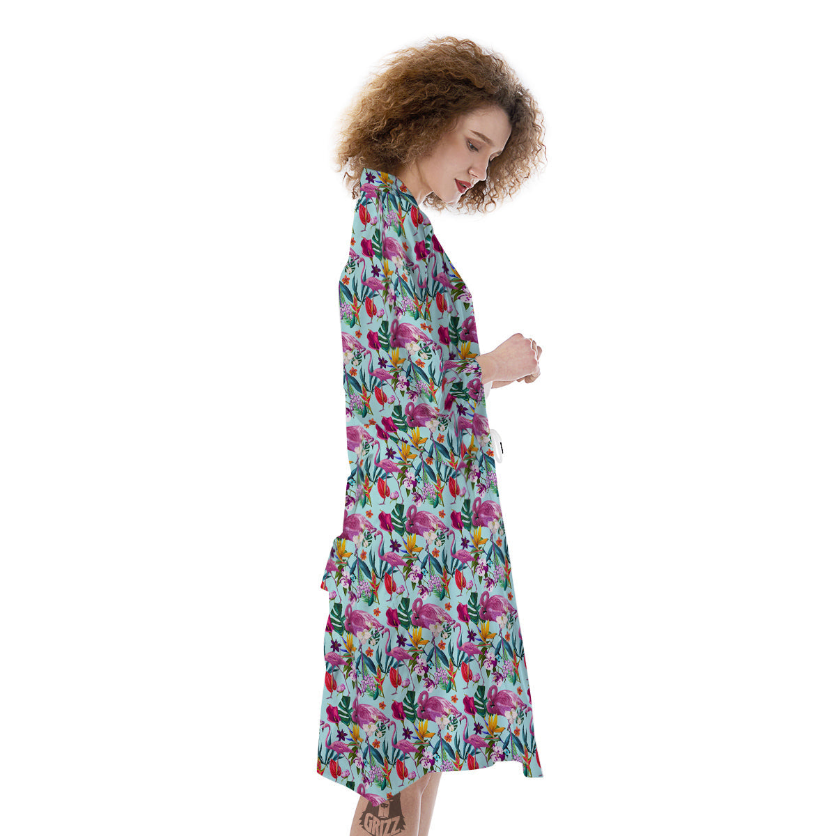 Flamingo Tropical Colorful Print Kimono-grizzshop