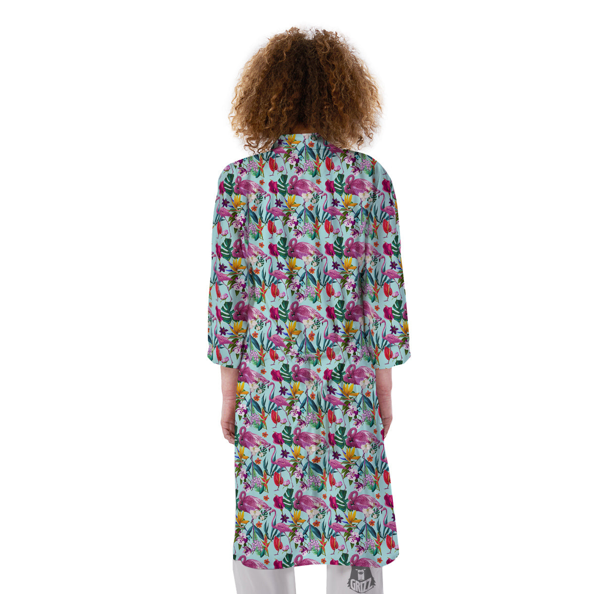 Flamingo Tropical Colorful Print Kimono-grizzshop