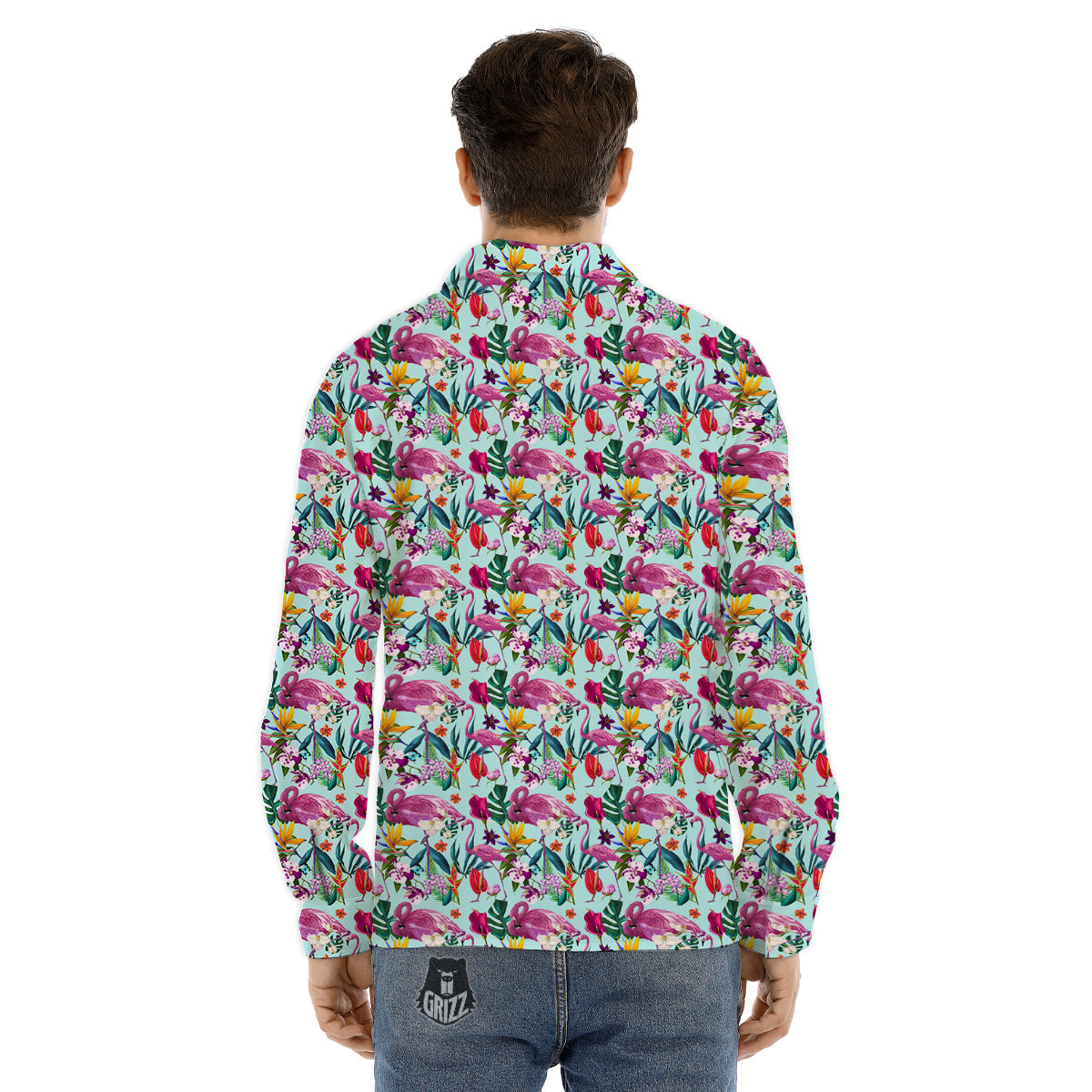 Flamingo Tropical Colorful Print Men's Dress Shirts-grizzshop