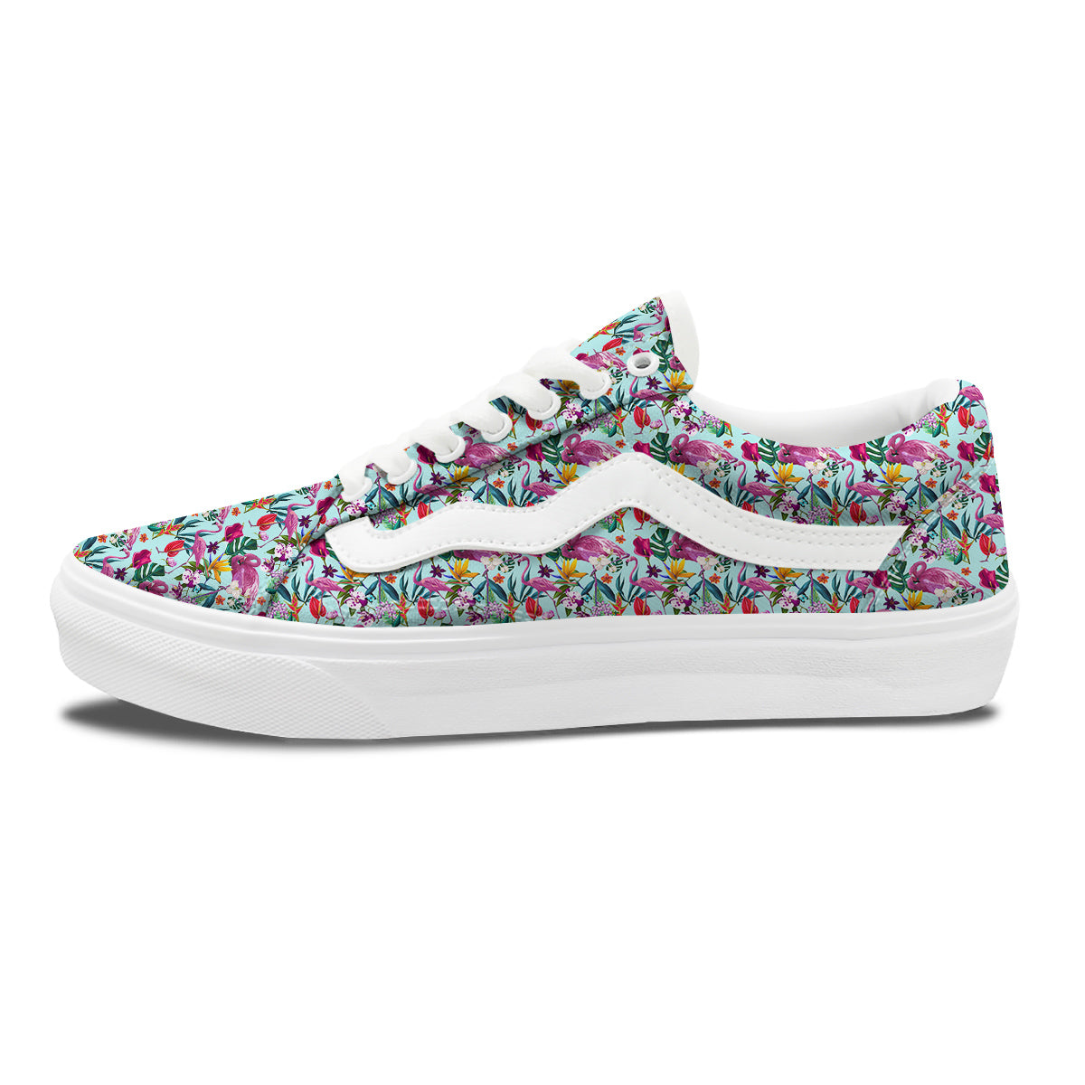 Flamingo Tropical Colorful Print Skate Shoes-grizzshop