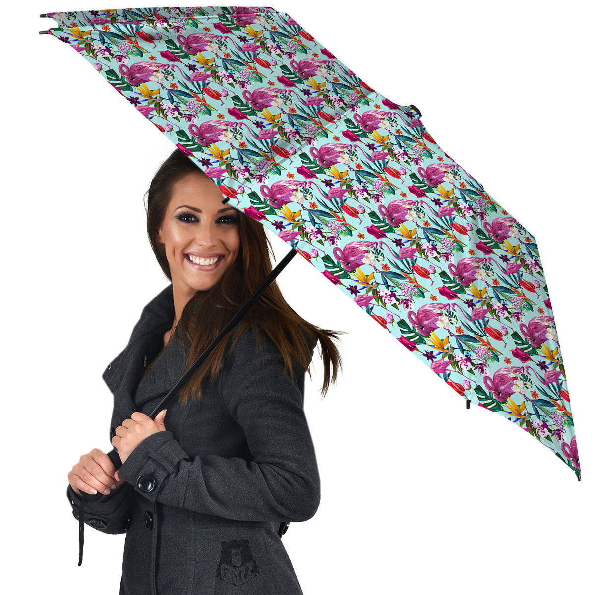 Flamingo Tropical Colorful Print Umbrella-grizzshop