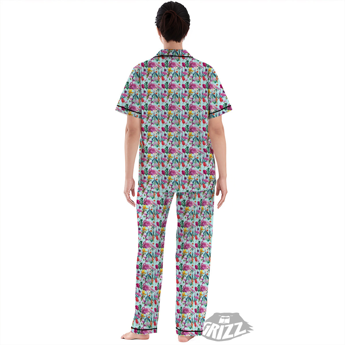 Flamingo Tropical Colorful Print Women's Pajamas Set-grizzshop