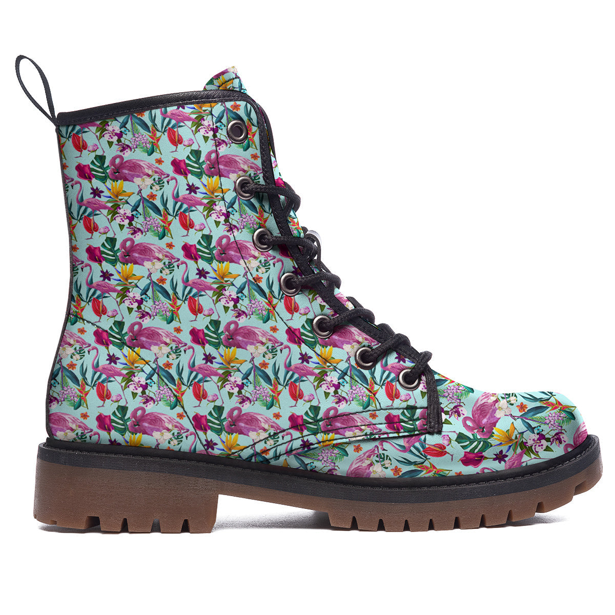 Flamingo Tropical Colorful Print Work Boots-grizzshop