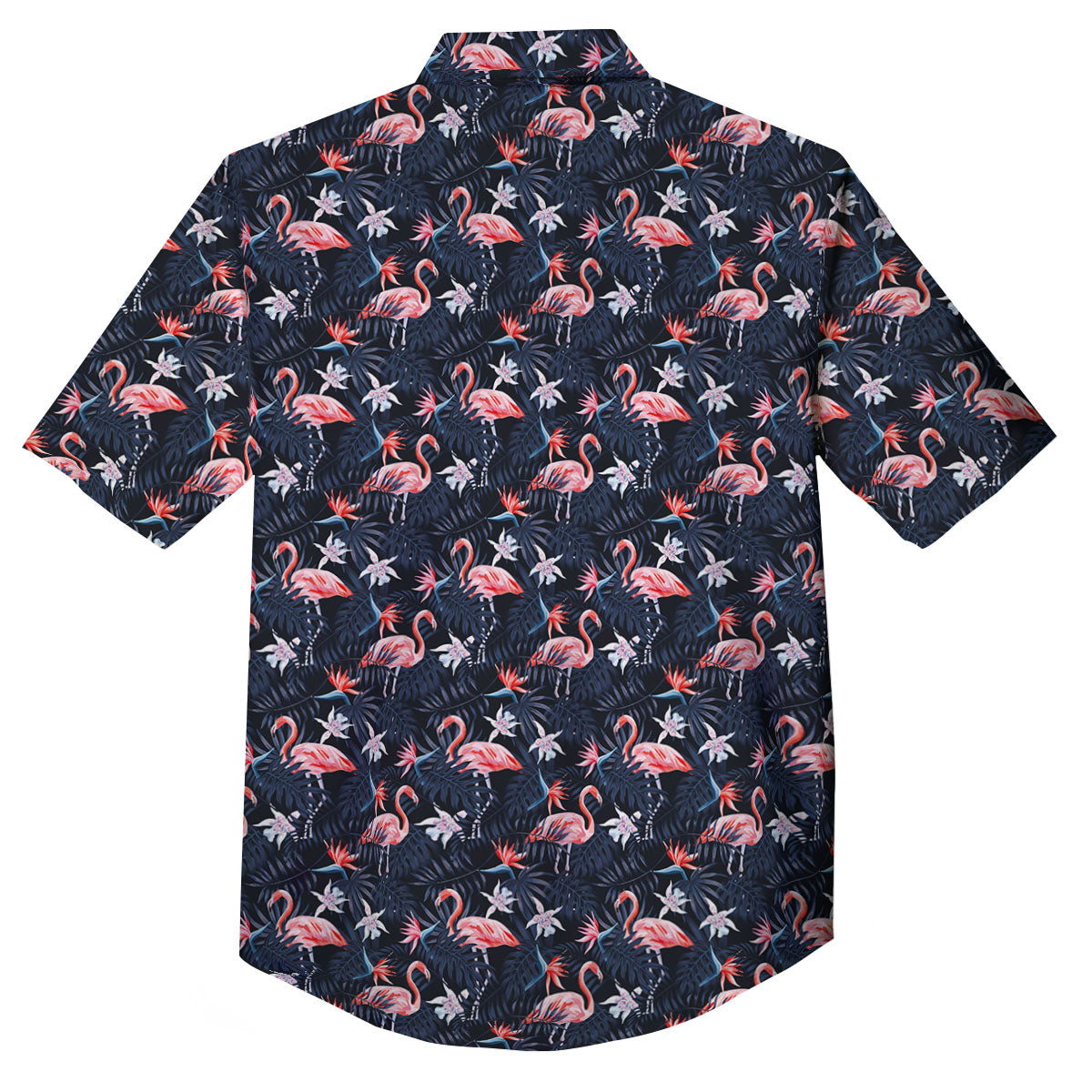 Flamingo Tropical Dark Print Pattern Button Up Shirt-grizzshop