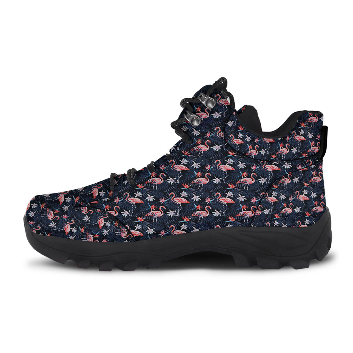 Flamingo Tropical Dark Print Pattern Hiking Shoes-grizzshop