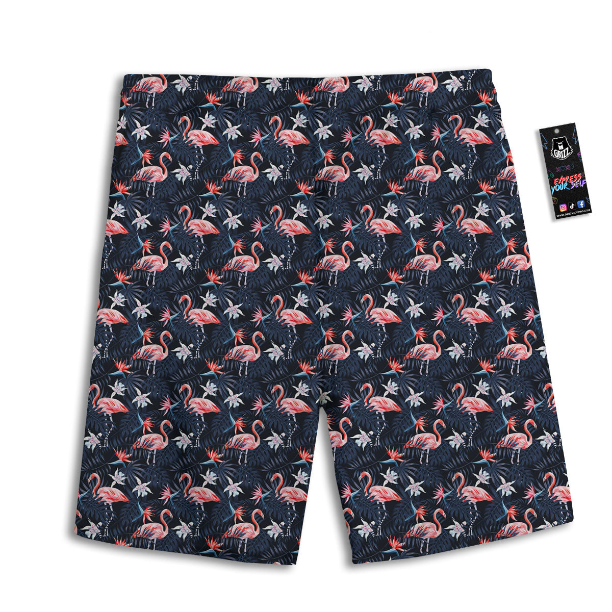 Flamingo Tropical Dark Print Pattern Men's Athletic Shorts-grizzshop