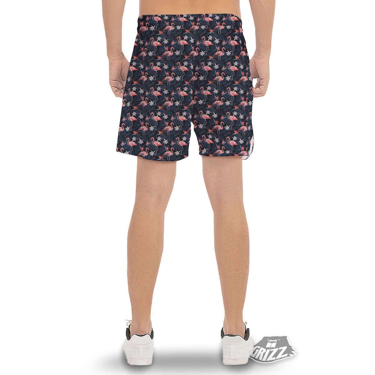 Flamingo Tropical Dark Print Pattern Men's Gym Shorts-grizzshop
