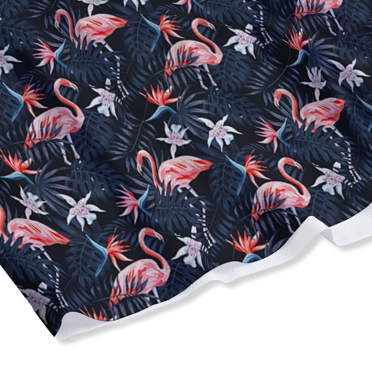 Flamingo Tropical Dark Print Pattern Mesh Shorts