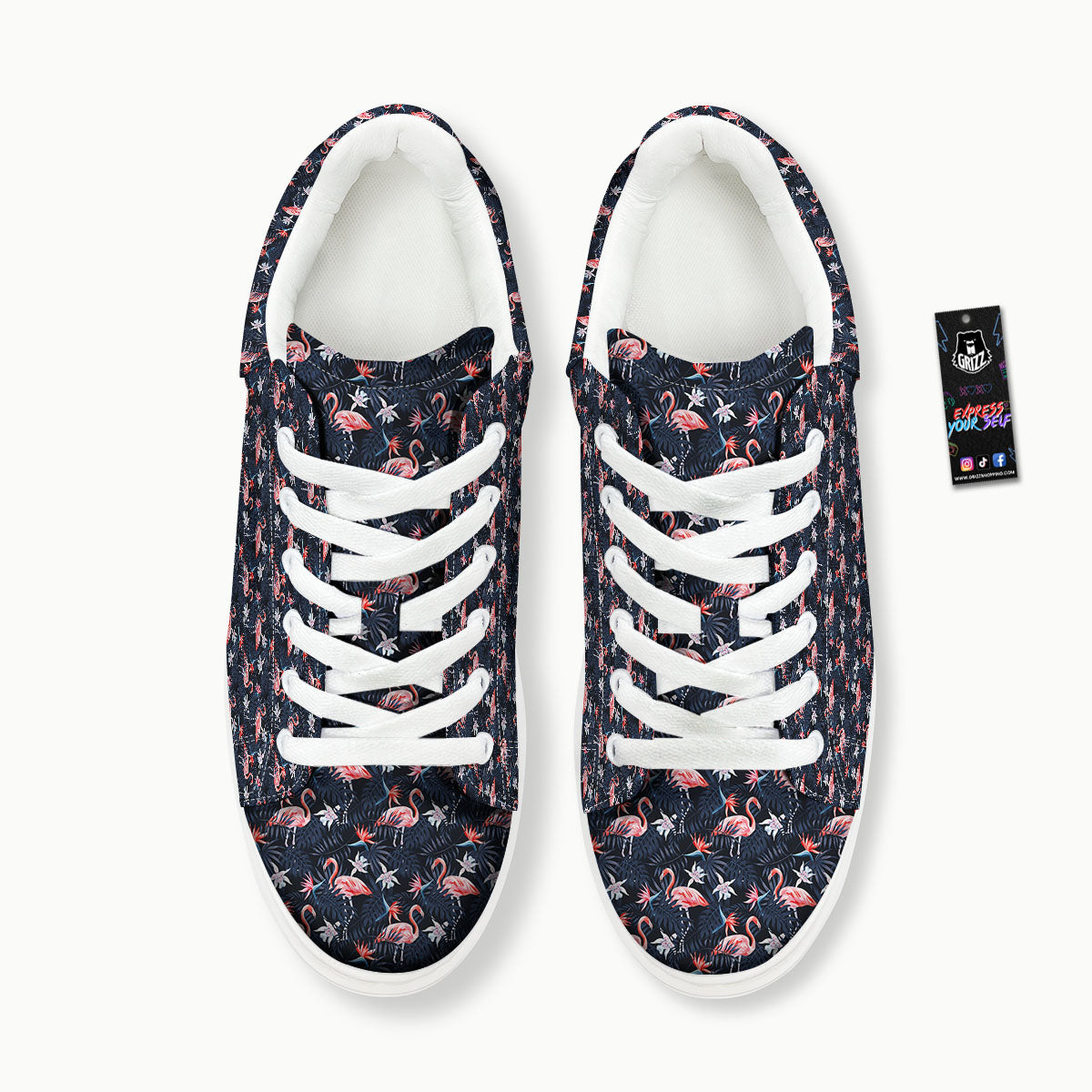 Flamingo Tropical Dark Print Pattern Platform Shoes-grizzshop
