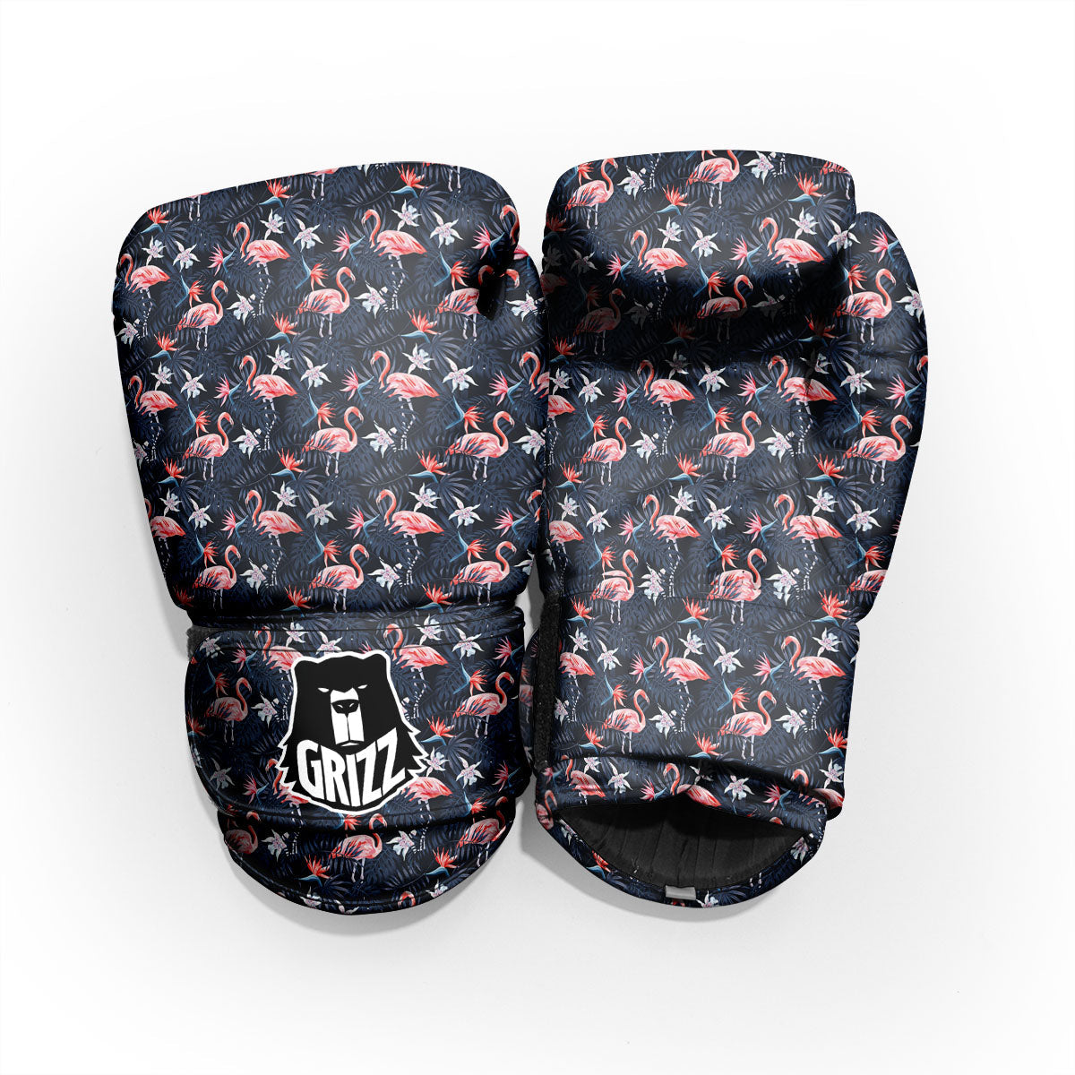 Flamingo Tropical Dark Print Pattern Sparring Gloves-grizzshop