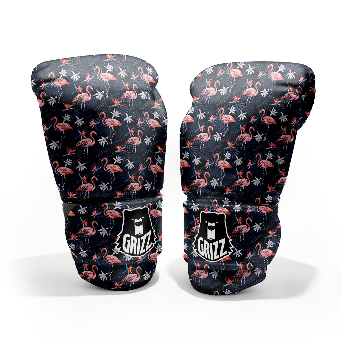 Flamingo Tropical Dark Print Pattern Sparring Gloves-grizzshop