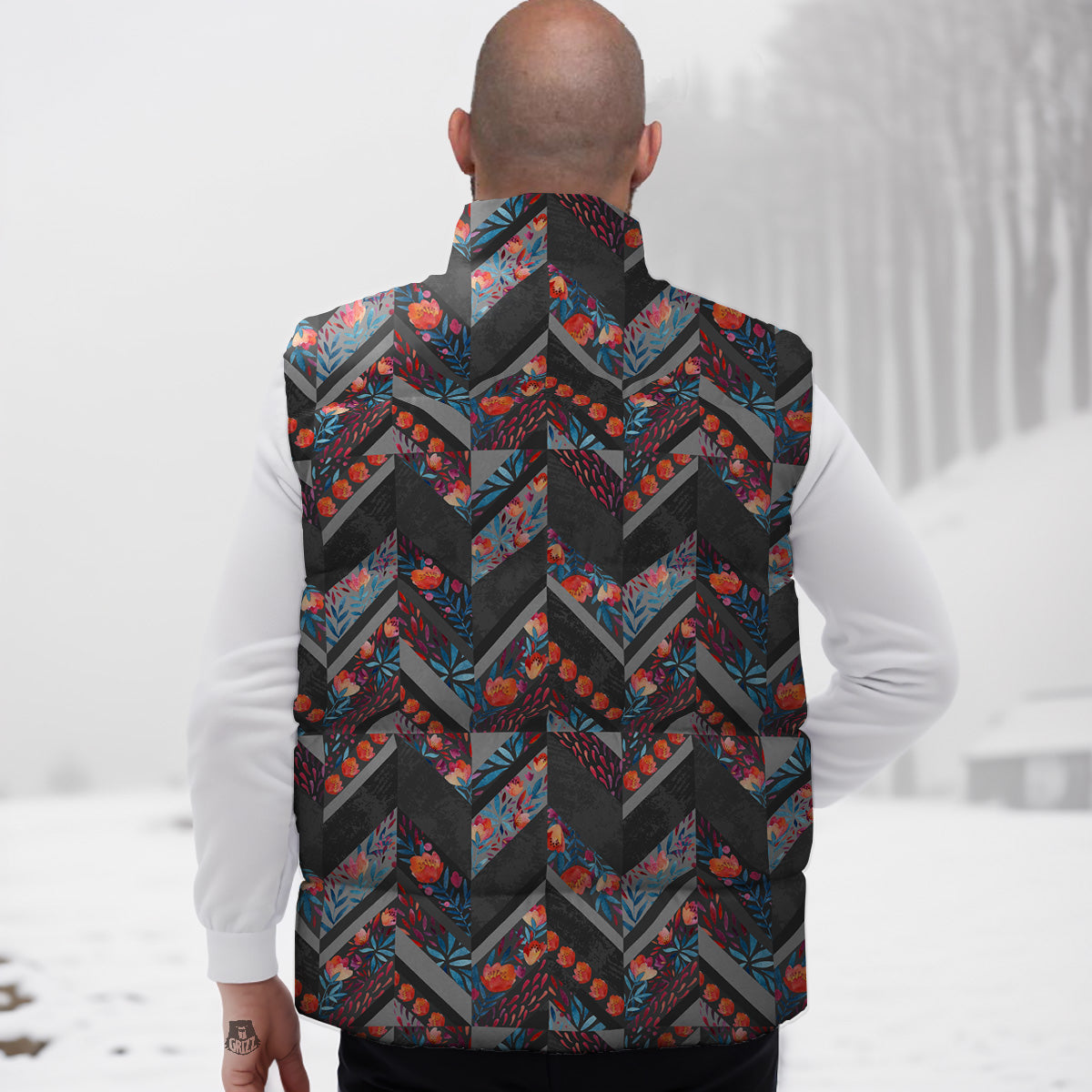 Flamingo Tropical Palm Leaves Hawaiian Floral Pattern Print Down Vest-grizzshop