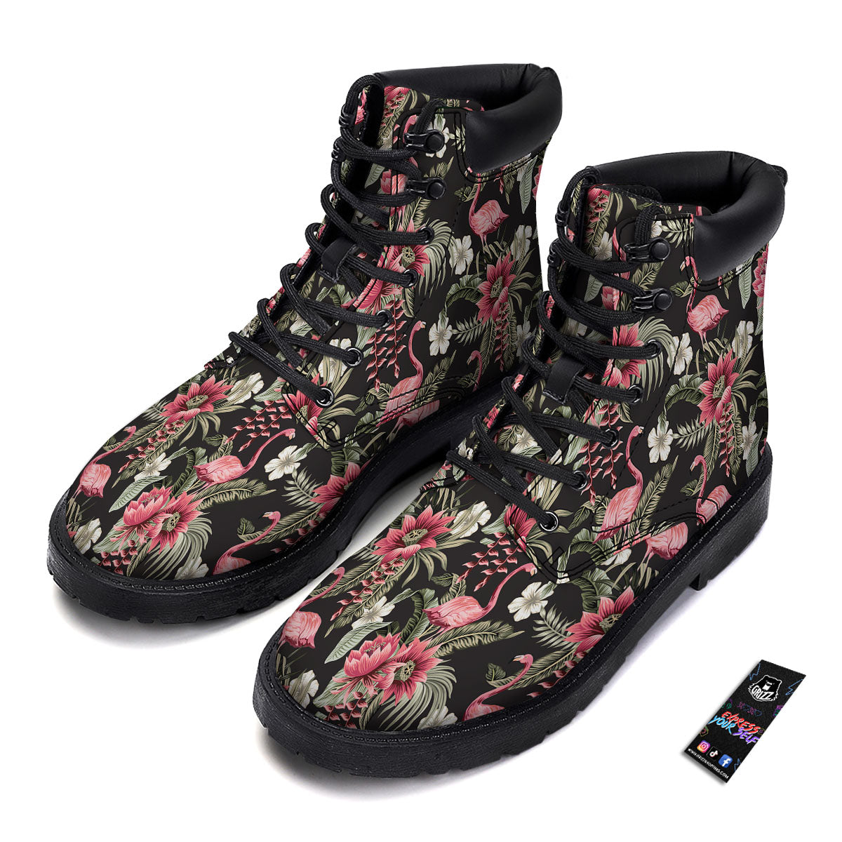 Flamingo Vintage Print Pattern Boots-grizzshop