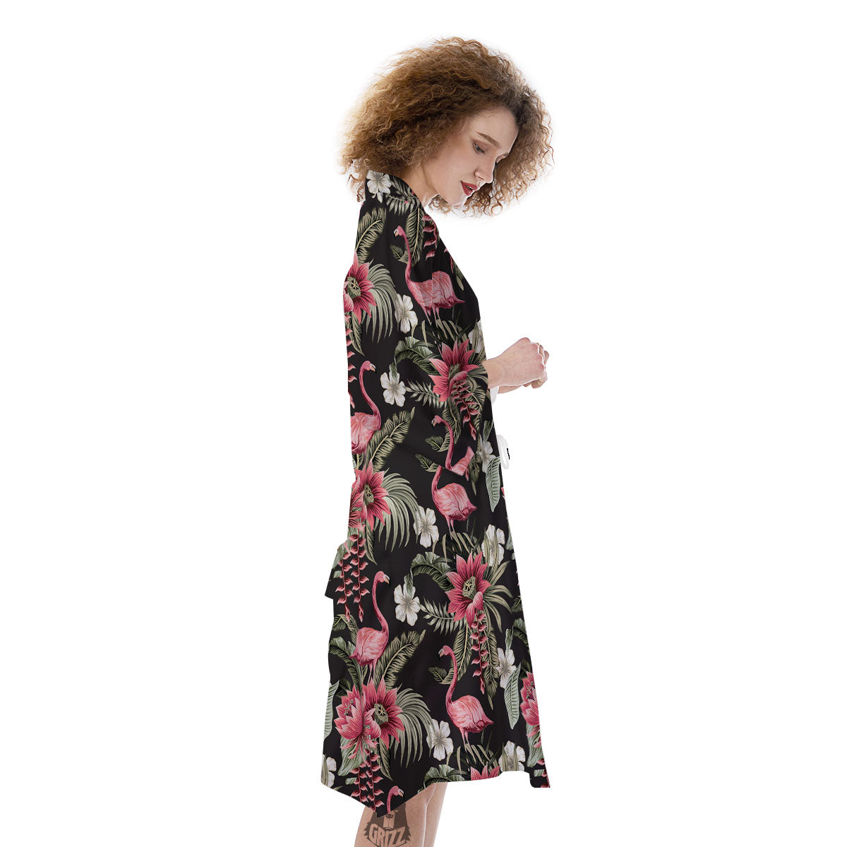 Flamingo Vintage Print Pattern Kimono-grizzshop