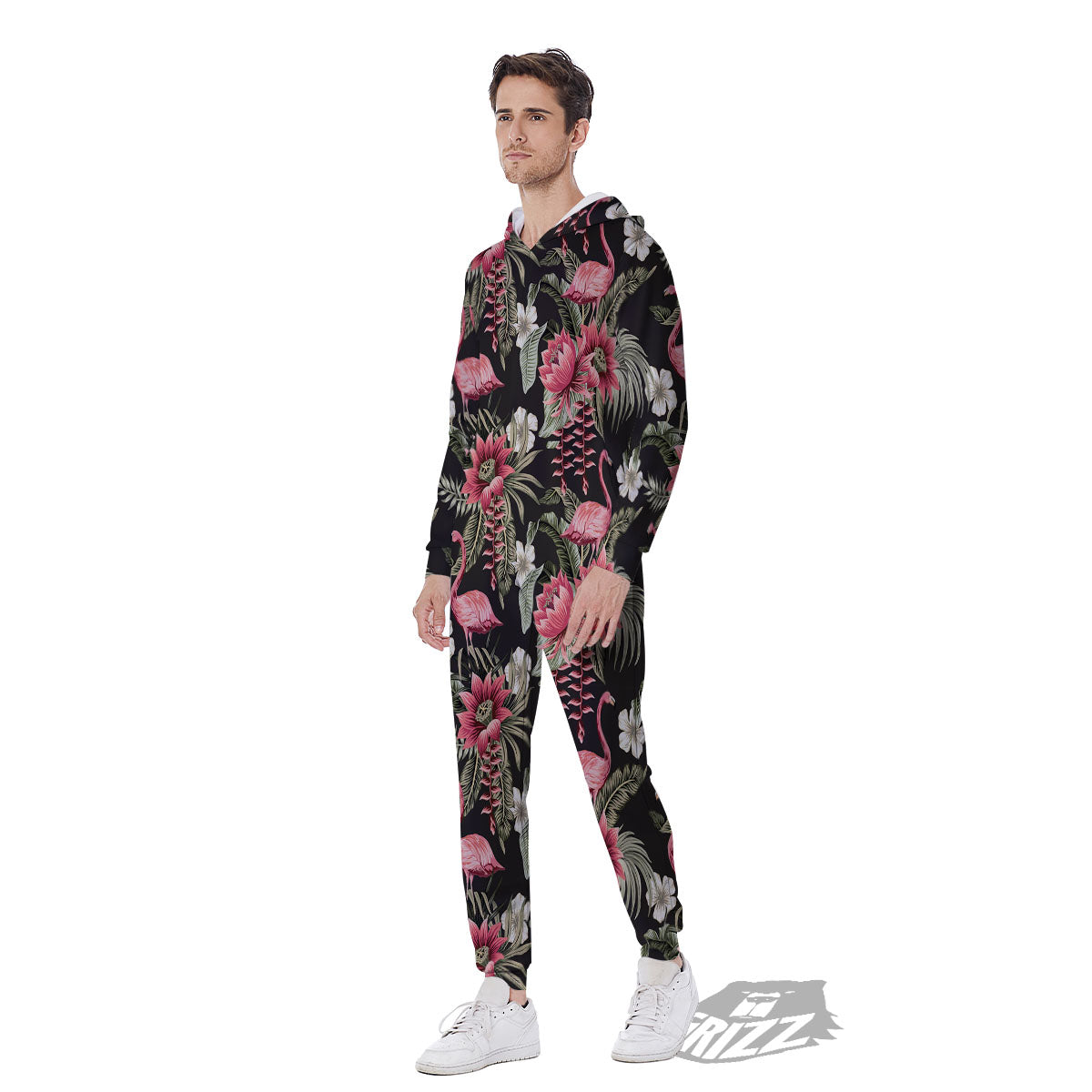 Flamingo Vintage Print Pattern Men's Jumpsuit-grizzshop