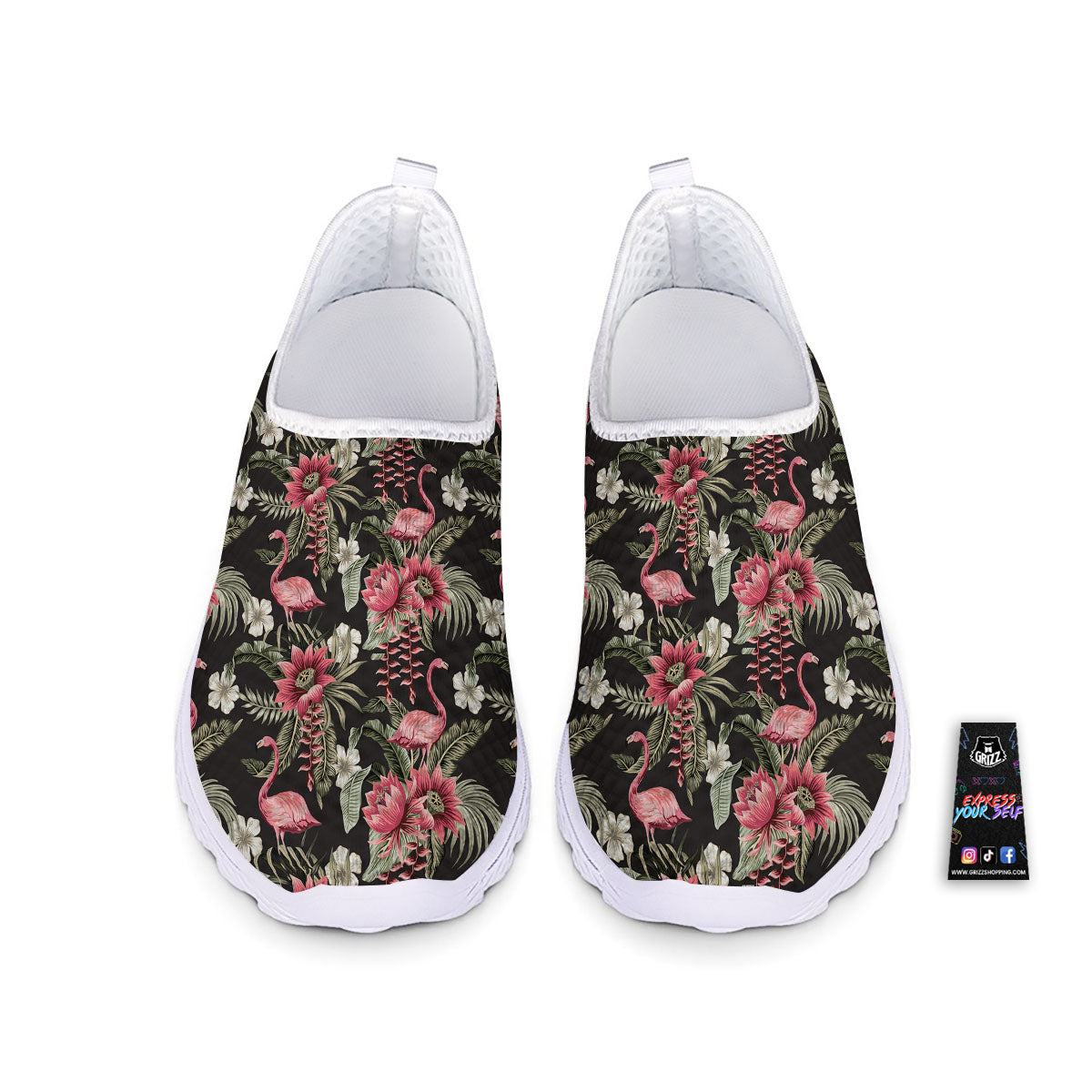 Flamingo Vintage Print Pattern Nurse Shoes-grizzshop