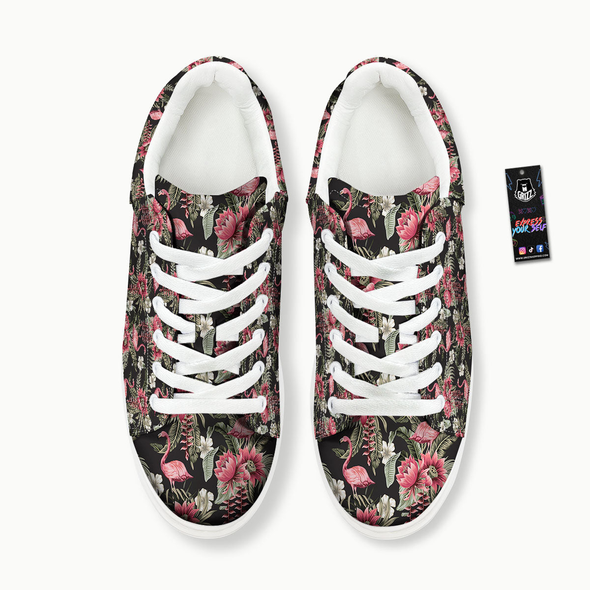 Flamingo Vintage Print Pattern Platform Shoes-grizzshop