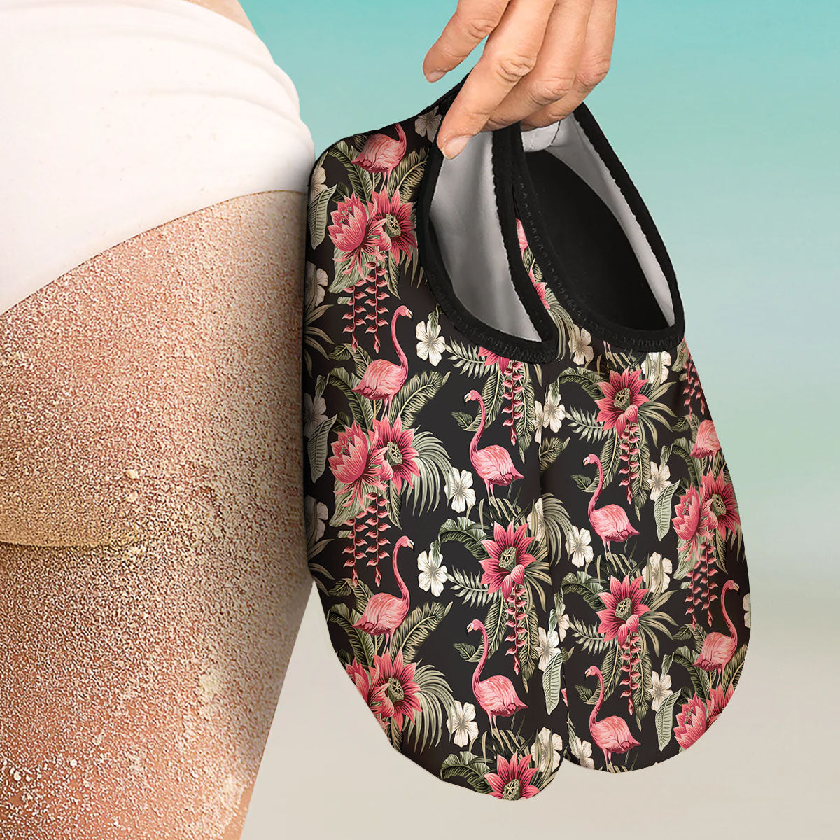 Flamingo Vintage Print Pattern Water Shoes-grizzshop