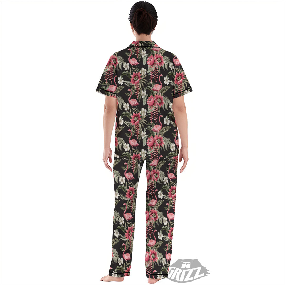Flamingo Vintage Print Pattern Women's Pajamas Set-grizzshop