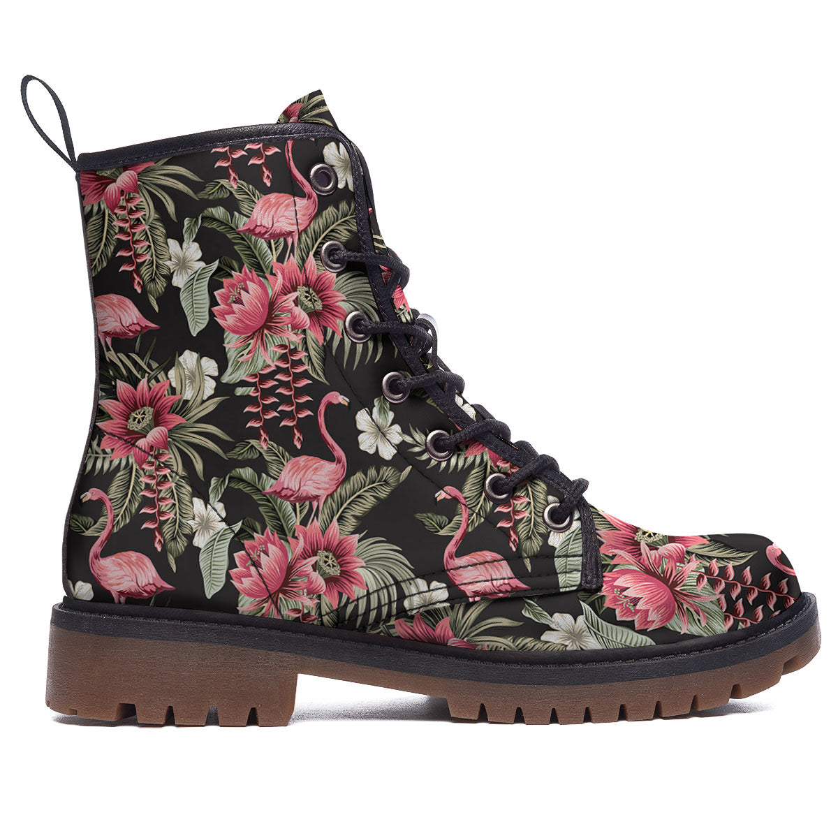 Flamingo Vintage Print Pattern Work Boots-grizzshop