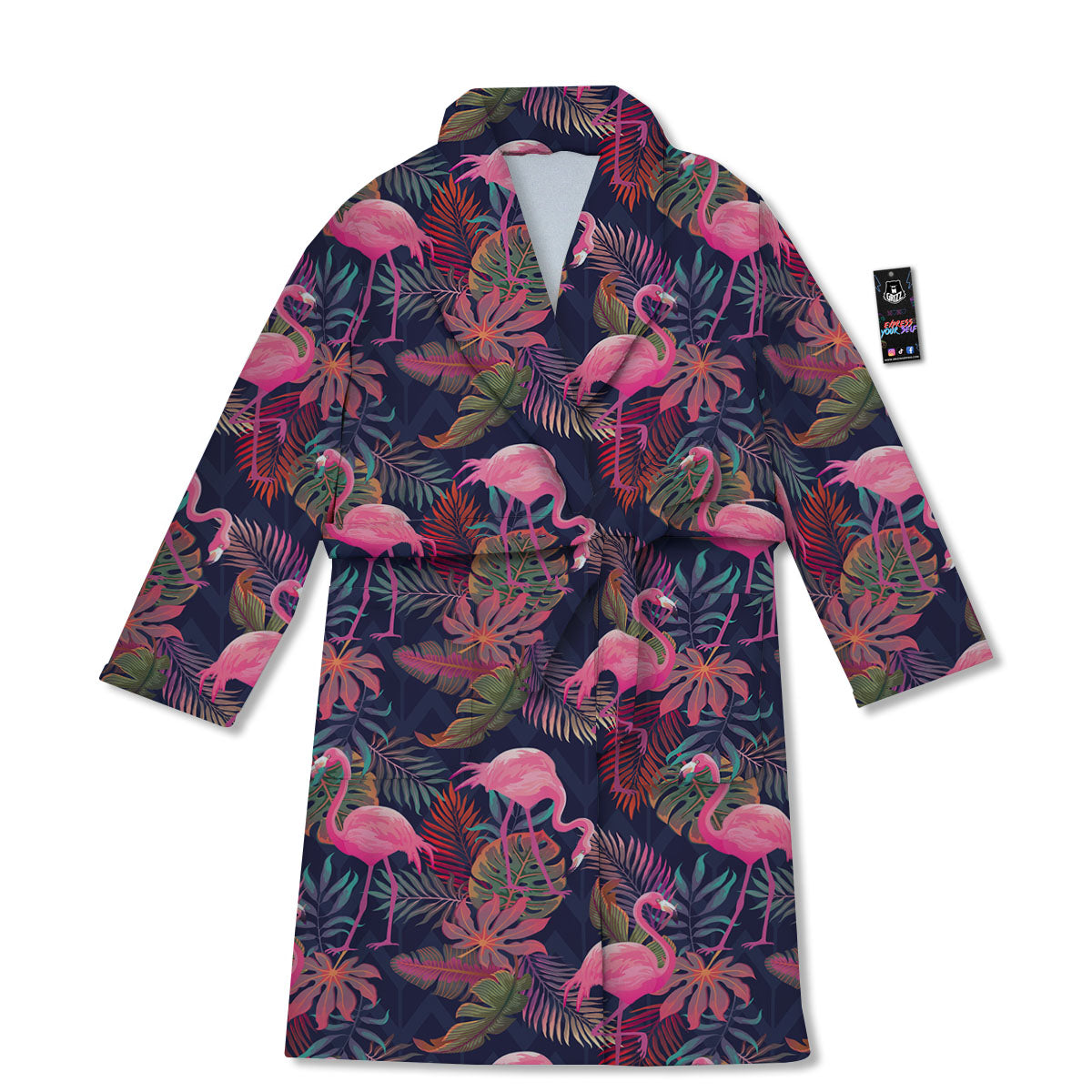 Flamingo Watercolor Print Pattern Bathrobe-grizzshop