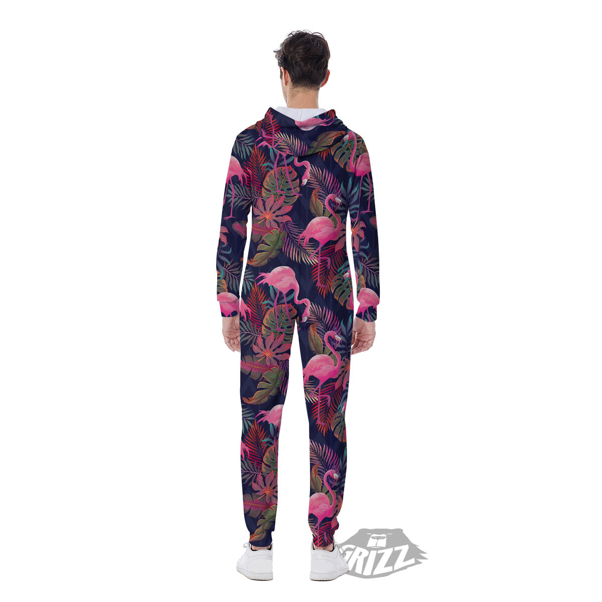 Flamingo Watercolor Print Pattern Men's Jumpsuit-grizzshop