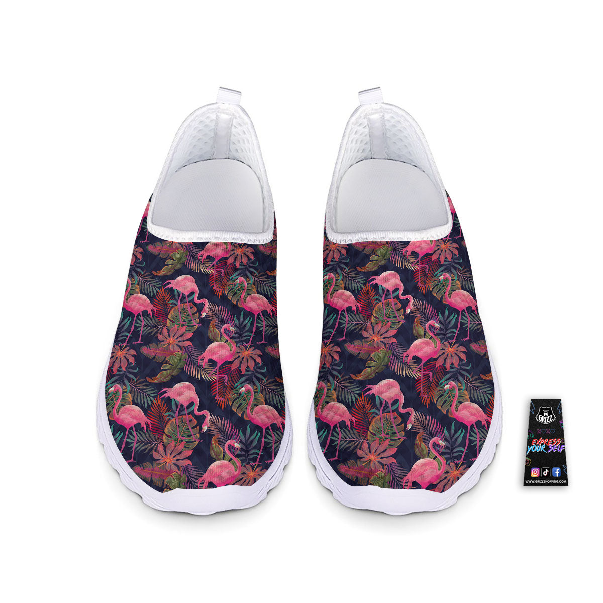 Flamingo Watercolor Print Pattern Nurse Shoes-grizzshop