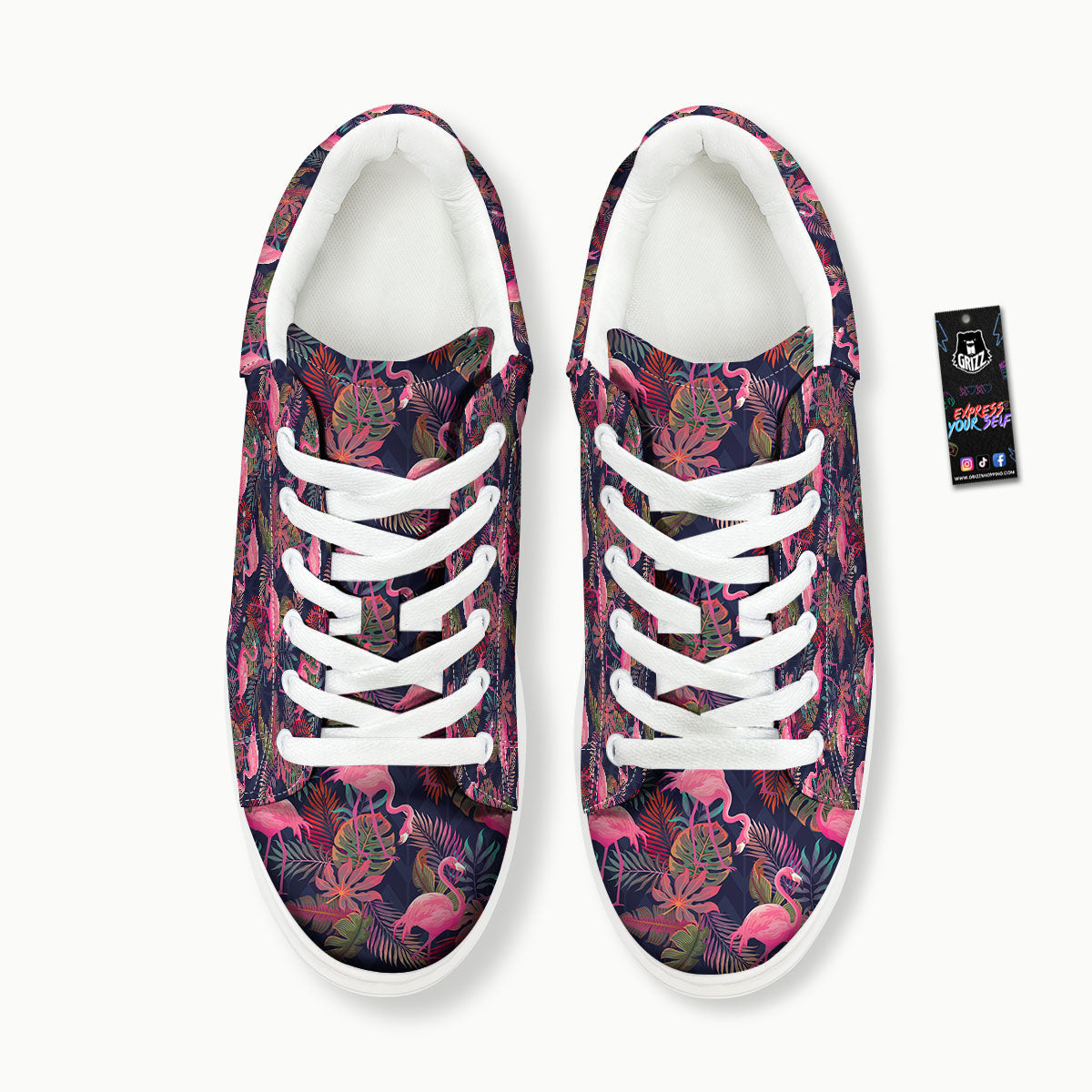 Flamingo Watercolor Print Pattern Platform Shoes-grizzshop