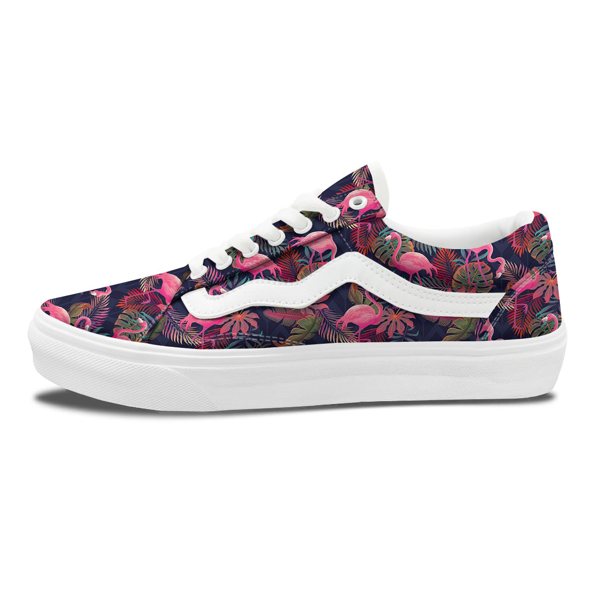 Flamingo Watercolor Print Pattern Skate Shoes-grizzshop