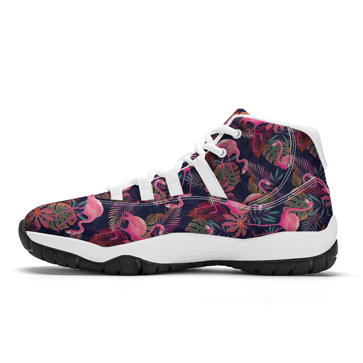 Flamingo Watercolor Print Pattern White Bball Shoes-grizzshop