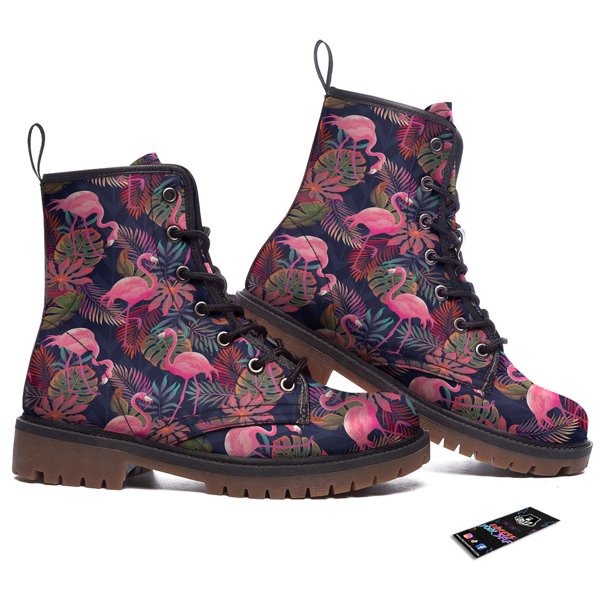 Flamingo Watercolor Print Pattern Work Boots-grizzshop