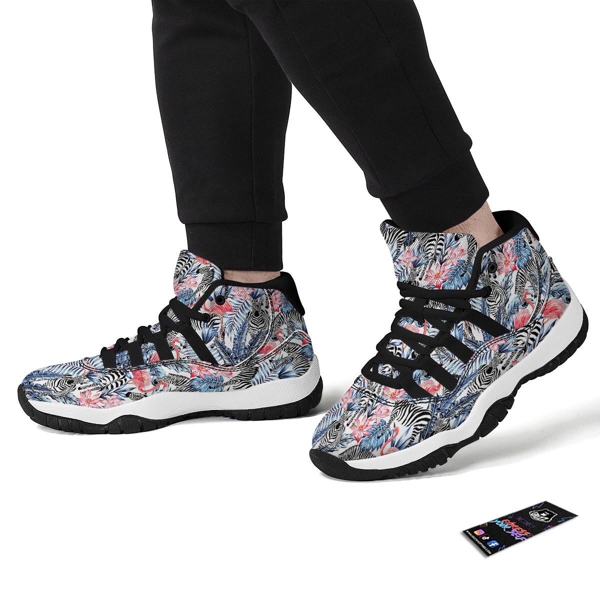 Flamingo Zebra Tropical Black Bball Shoes-grizzshop