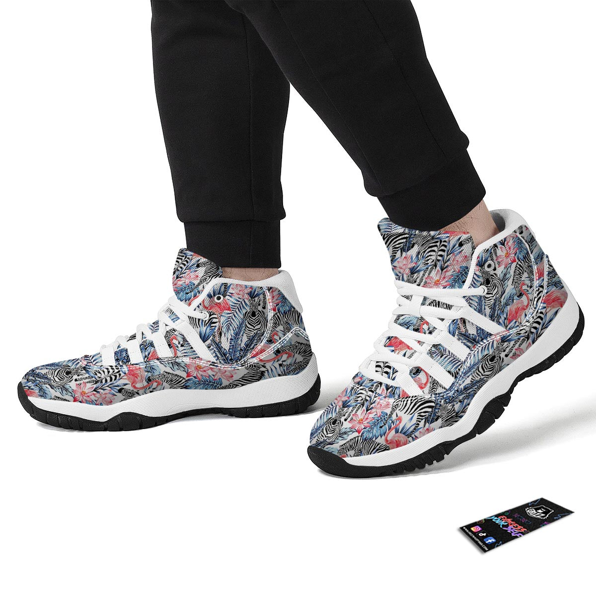 Flamingo Zebra Tropical White Bball Shoes-grizzshop