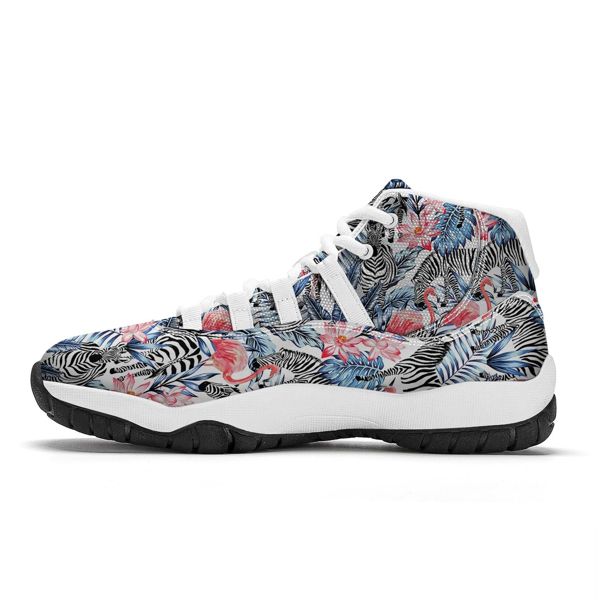 Flamingo Zebra Tropical White Bball Shoes-grizzshop