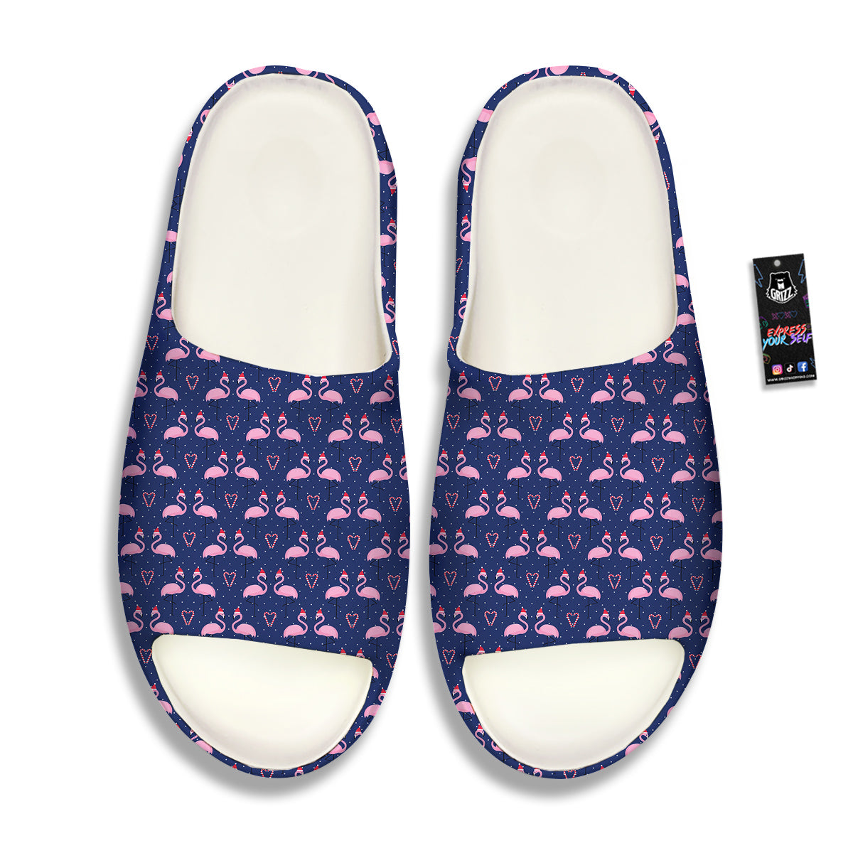 Flamingo Christmas Snowy Print Pattern Sandals-grizzshop