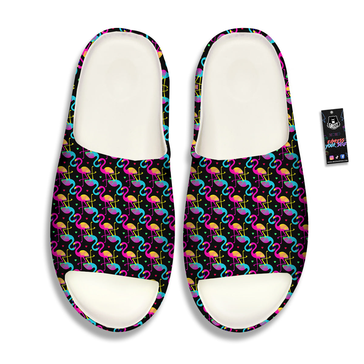 Flamingo Colorful Print Pattern Sandals-grizzshop